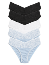 Mid Waist Bikini Bundle Of 5 - (2 Black, 2 Sky Blue & White)